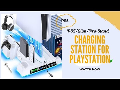PS5/Slim/Pro Stand and Cooling Station with LED Controller Charging Station for PlayStation