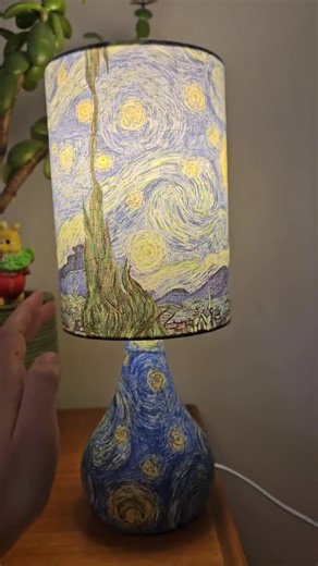 Starry Night | Tall Touch Table Lamp | Van Gogh Inspired | Home Decor | Decoupage Gift - Etsy