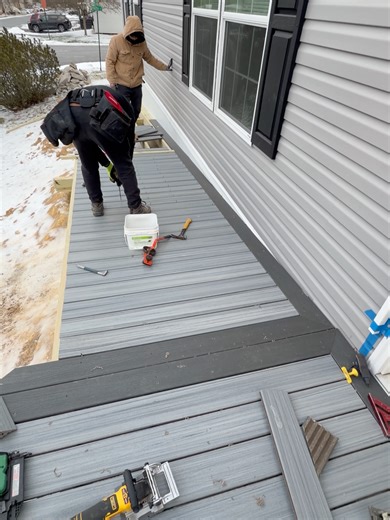 Watch this porch and ramp come to life 👀 Deck boards installed by the Prestige Team — follow for the final reveal. #prestigeteam #deckbuilders #deckinstallation #deckcontractors #outdorlivingspace #profesionalbuilders