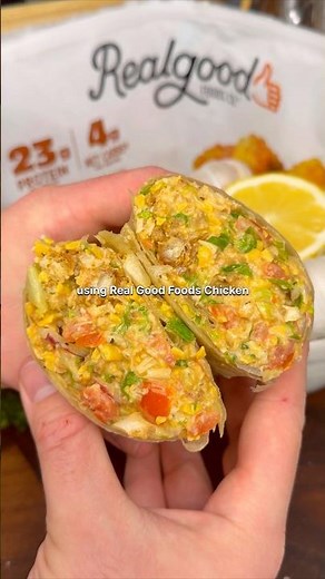 High-Protein Buffalo Ranch Chopped Chicken Salad Wrap! Recipe in description! #realgoodfoodspartner