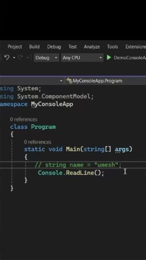 Comment in console application |