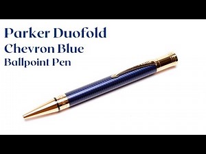 Parker Duofold Prestige GT Royal Blue Lacquer Chevron Pattern & 23K Gold Ballpoint Pen