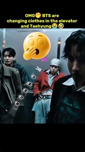 OMG🤭 BTS are changing clothes in the elevator and Taehyung😭