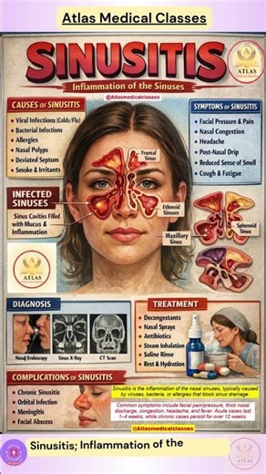 Sinusitis | Inflammation of the sinuses | Sinus infection in nose | Chronic Sinusitis #nurse #nose⚕️