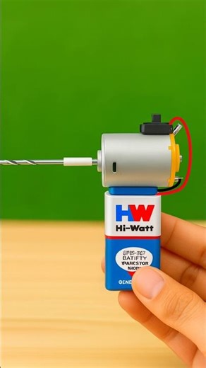 Mini DIY Drill Using 9V Battery #diy #schoolproject #experiment #trending #shorts
