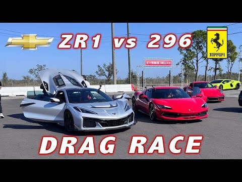 ZR1 vs 296 GTB * Chevrolet Corvette C8 ZR1 vs Ferrari 296 GTB 1/4 Mile Drag Race