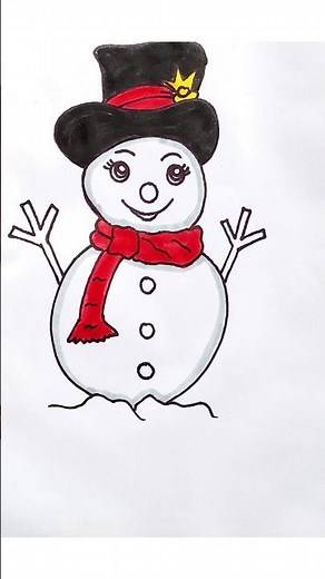 How to draw a snowman ⛄ easily step by step / Beautiful snowman drawing tutorial #drawing#snowman