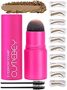 Eyebrow Stamp Stencil Kit - Brow Eyebrow Stamping Kit, 10 Eyebrow Stencil and 2 Spiral Eyebrow Brushes