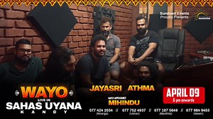 9.8K views · 374 reactions | WAYO නුවරාගමනය! ❤️ WAYO Live in Sahas Uyana ⏰ 6.00PM | ️ 9th of April | Sahas Uyana Online tickets - https://mytickets.lk/event/wayo-live-in-kandy/980 For more info 0774242034 Niranga | WAYO | Facebook