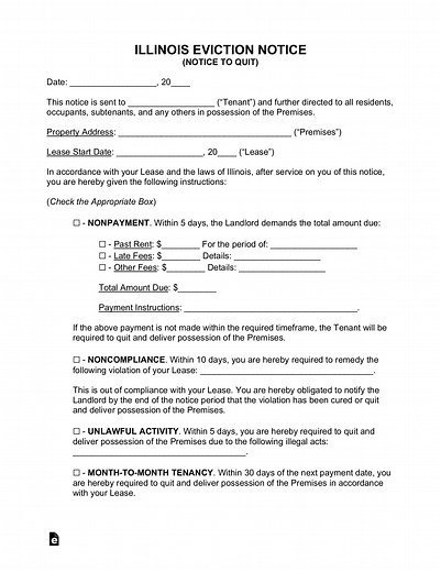 Illinois Eviction Notice Form
