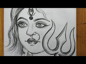hw to draw maa durga face easy pencil sketch drawing for beginners step by step,maa durga drawing,