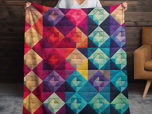 Sherpa Blanket, Printed Pattern Designed Like Quilt Pattern Red, Blue, Teal and Purple Cozy Home Decor, Winter Gift, Soft Throw, Lap Blanket - Etsy