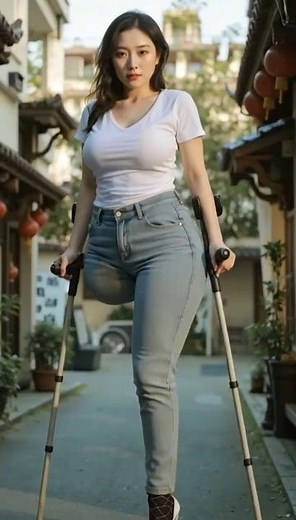 One-legged woman #amputee woman #AI video #sak