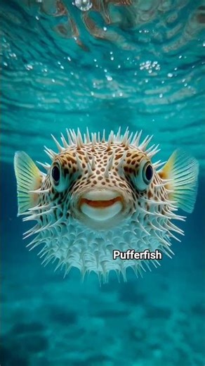 pufferfish inflating into spiky ball #shorts #ai #pufferfish #seaworld