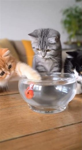 Kittens Hypnotized by Robot Fish... Until the SPLASH! 💦😹