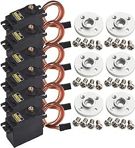 diymore [ Full Brass Gear 6 Pack MG996R Gear Torque Digital RC Servo Motors High Torque Gear Servo for JR RC Helicopter Car Boat Robot with Servo Arm 25T Disc Metal Horns