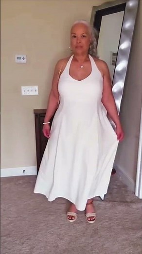 White Linen Halter Dress Outfit for Vacation & Summer Events