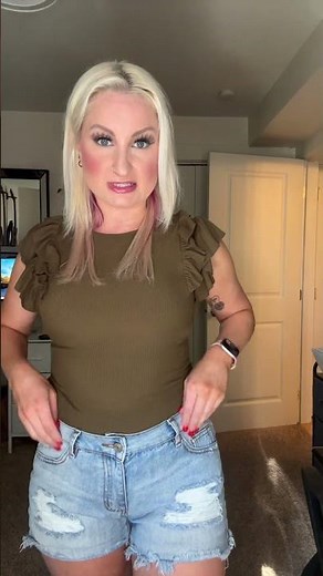 Ruffle sleeve bodysuit in olive green