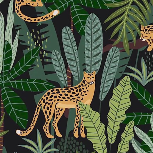 Tropical Jungle Wallpaper: Cheetah Print Peel and Stick #126 - Etsy