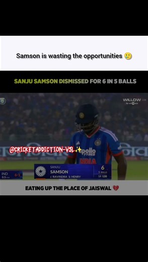 Samson is wasting the opportunities 🥲 #t20worldcup2026 #indvsnz #cricket #sanjusamson #viral #views