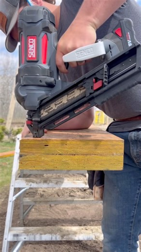 Using the SENCO F-35XP to nail up the LVL beam that’ll support the roof across the overhead door of our newest post frame build! LVL is simply not an issue for this nailer 💯 #CinchCarpentry #QualityOverQuantity #PostFrame #Framing #Carpentry #Nailer #Tools #ToolsOfTheTrade #SENCOAmbassador #Beam #LVL #Alberta | Cinch Carpentry