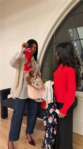 Vidya Gopalan on Instagram: "Did you say @oldnavy is available on @doordash? YES! Christmas is right around the corner so if you have a last minute outfit you need for a dinner party or a holiday 🎁 gift for a friend/family member this is the way to go! Sahana’s PJs and gifts were delivered so quickly and conveniently and we didn’t even have to stress or step outside of our home! #Ad #DoorDashPartner #OldNavyPartner"