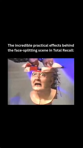 Brock Swinson on Instagram: "No CGI here! 🦾🏜️ This iconic Total Recall reveal used a massive mechanical prop and animatronics to create a legendary "glitch" that still looks incredible today. 👵💨"