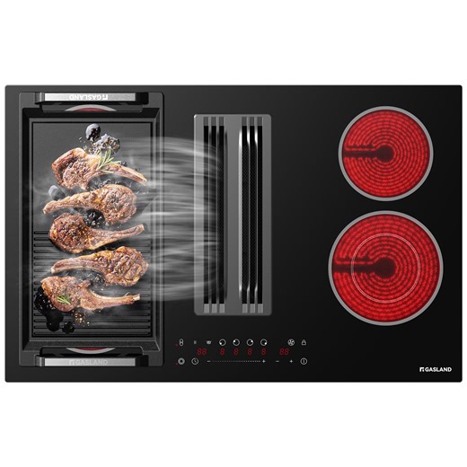 GASLAND 31.5-in 4 Burners Smooth Surface (radiant) Black Electric Cooktop With Downdraft Exhaust and Bridge Element | Wayfair