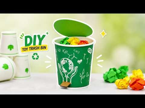 Amazing DIY Toy Trash Bin from Old Paper Cups ♻️ | Recycled Craft for Kids