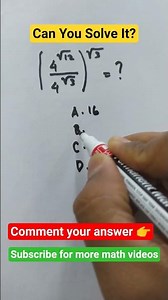 Can You Solve This? 🤔 | (4^√12 / 4^√3) ^ √3