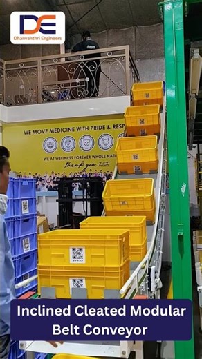 Inclined Cleated Modular Belt Conveyor #shorts