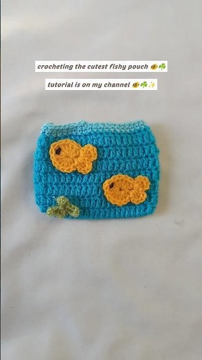 Crochet mini fish pouch tutorial is on my channel 🐠☘️✨ #crochet #crochetpattern #shorts