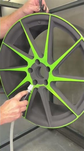 Powder coating, fluorescent green. #powdercoating #powdercoatingprocess #supplier #diy