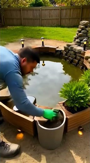 Backyard Pond Restoration in 20 Seconds #satisfying #asmr #construction #architecture