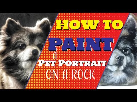 HOW TO PAINT a Pet Portrait on a Rock. Dog Painting. Acrylic Painting on Natural Rock.