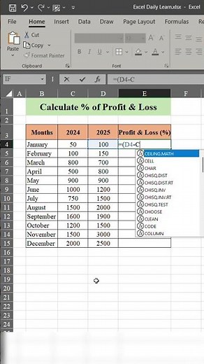 Profit & Loss Calculation in Excel Easy Method