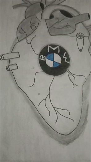BMW Logo Inside Heart Drawing ❤️‍🔥 | Creative Art You Must Watch