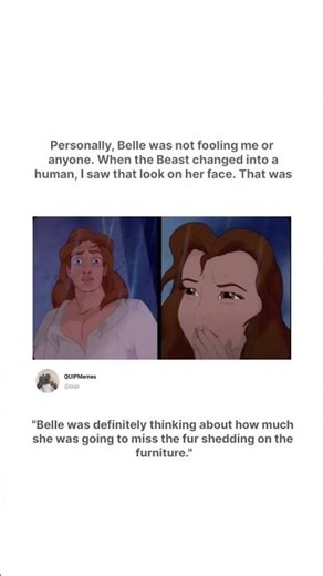 Belle Realized Too Late… She Liked Him Better as the Beast 😭😂#disneyfans#disney