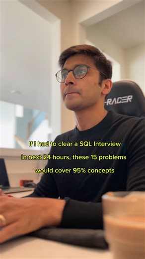 Veeraj Gadda on Instagram: "15 SQL Questions that cover 95% of SQL Interview concepts + Theory Questions + 15 Day Roadmap . . . . #sql #interview #database #data #coding #veeconsistent"