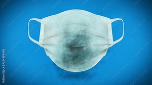 Vidéo Stock Realistic medical face mask against virus. Wearing mask and breathe. Health care concept. Breathing. Protect from contaminated air. Loop animation.