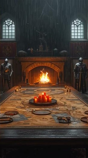 Medieval War Room Ambience ⚔️ Strategy Table, Firelight & Castle Atmosphere #Shorts
