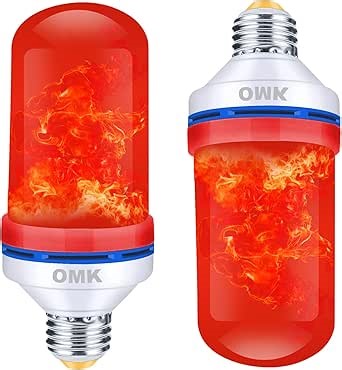 OMK - Christmas Decor LED Flame Effect Light Bulbs - Upgraded 4 Modes Fire Simulated Lamps - Holiday/Christmas Gifts/Party/Indoor/Outdoor Decoration Lights(Red 2)