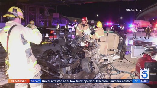 1 killed after semi-truck hits fallen beam on 10 Freeway in Ontario