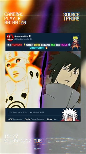 the MOMENT WHEN obito became the ten TAILS JINCHURIHI #naruto #anime