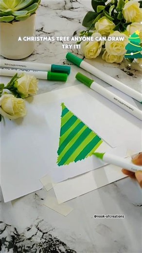 A Christmas tree anyone can draw — try it! #xmas #christmastree #christmasart