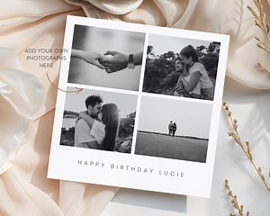 Personalised Photo Collage Card, Custom Birthday, Anniversary, Wedding, Memory, Minimalistic Gift, Girlfriend Boyfriend, Gift for Loved Ones - Etsy UK