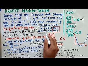 Profit Maximizing Output & Price from cost & demand function. Second order condition for profit Maxi