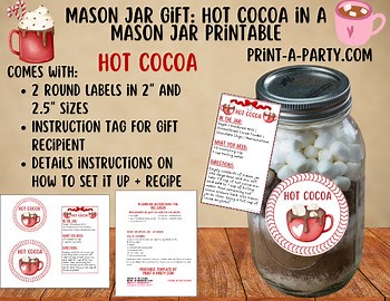 Hot Cocoa Mason Jar Gift Kit | Printable Labels & Tags | DIY Gift Idea