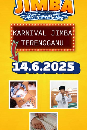 Karnival JIMBA bakal singgah di Kuala Terengganu minggu ini! Jumpa kami di Masjid Al-Muhtadin, Kg. Paradong, Manir, Kuala Terengganu. 🗓️ Sabtu | 14 Jun 2025 🕙 9 pagi hingga 10 malam Satu hari penuh dengan aktiviti komuniti, vendor lokal dan hadiah menarik. Paling best—anda mungkin menang Pakej Umrah Ekonomi bernilai RM6390! Masuk percuma. Daftar sekarang di www.jimba.com.my Hadiah minggu ini, mungkin milik anda. #AndalusiaTravelAndTours #JIMBA2025 #KarnivalJIMBA #fyp #events #Terengganu
