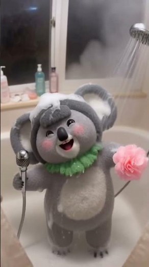 Shower Superstar! Cute Koala Sings His Heart Out in the Tub! 🛁#showertime #singing#cuteanimals